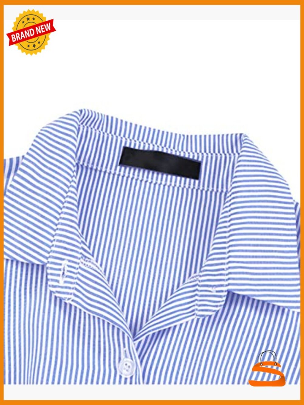 Elegant Striped Shirt Midi Dress Button Down Long Sleeve A-Line Wedding Guest - Picture 6 of 7